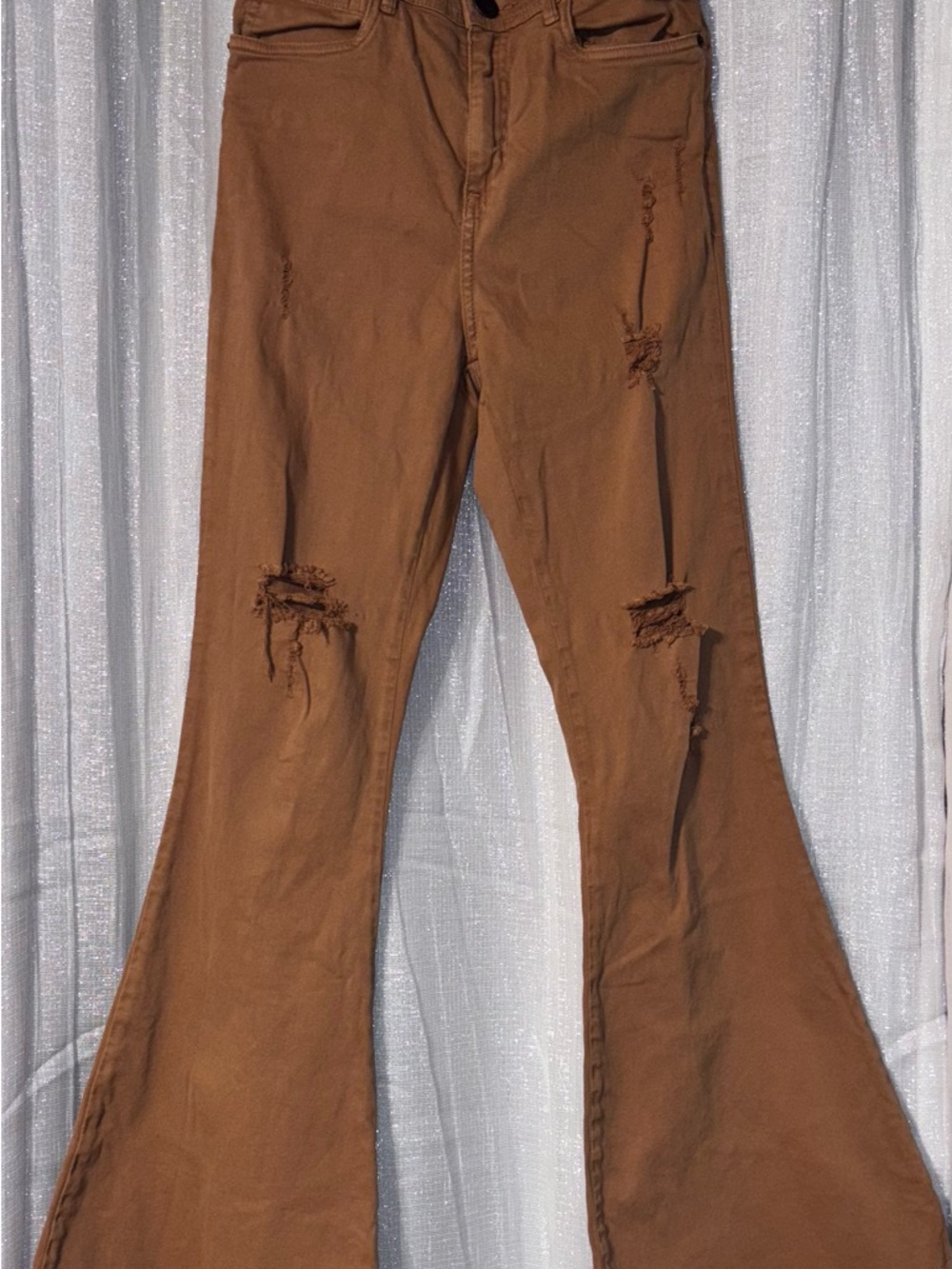 Celebrity Pink Rust Brown Distressed Flare Jeans